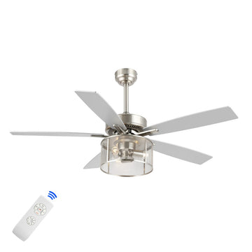 Max 52" Farmhouse Industrial Iron/Wood Mobile-App/Remote-Controlled LED Ceiling Fan - JONATHAN Y